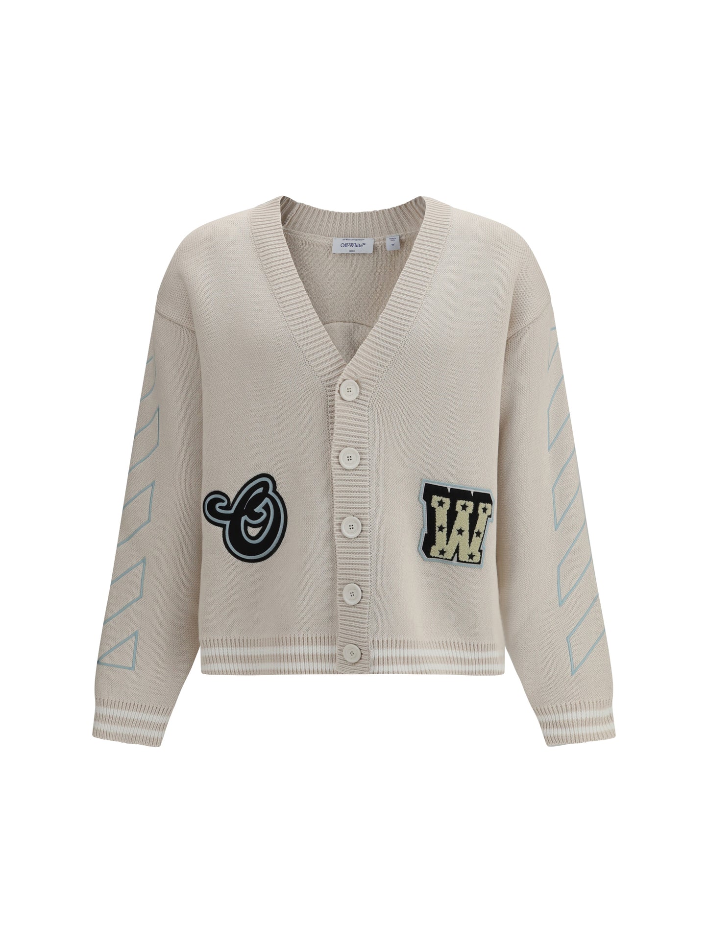 Off-White Men Star Logo Diagonal Varsity Cardigan OFF-WHITE