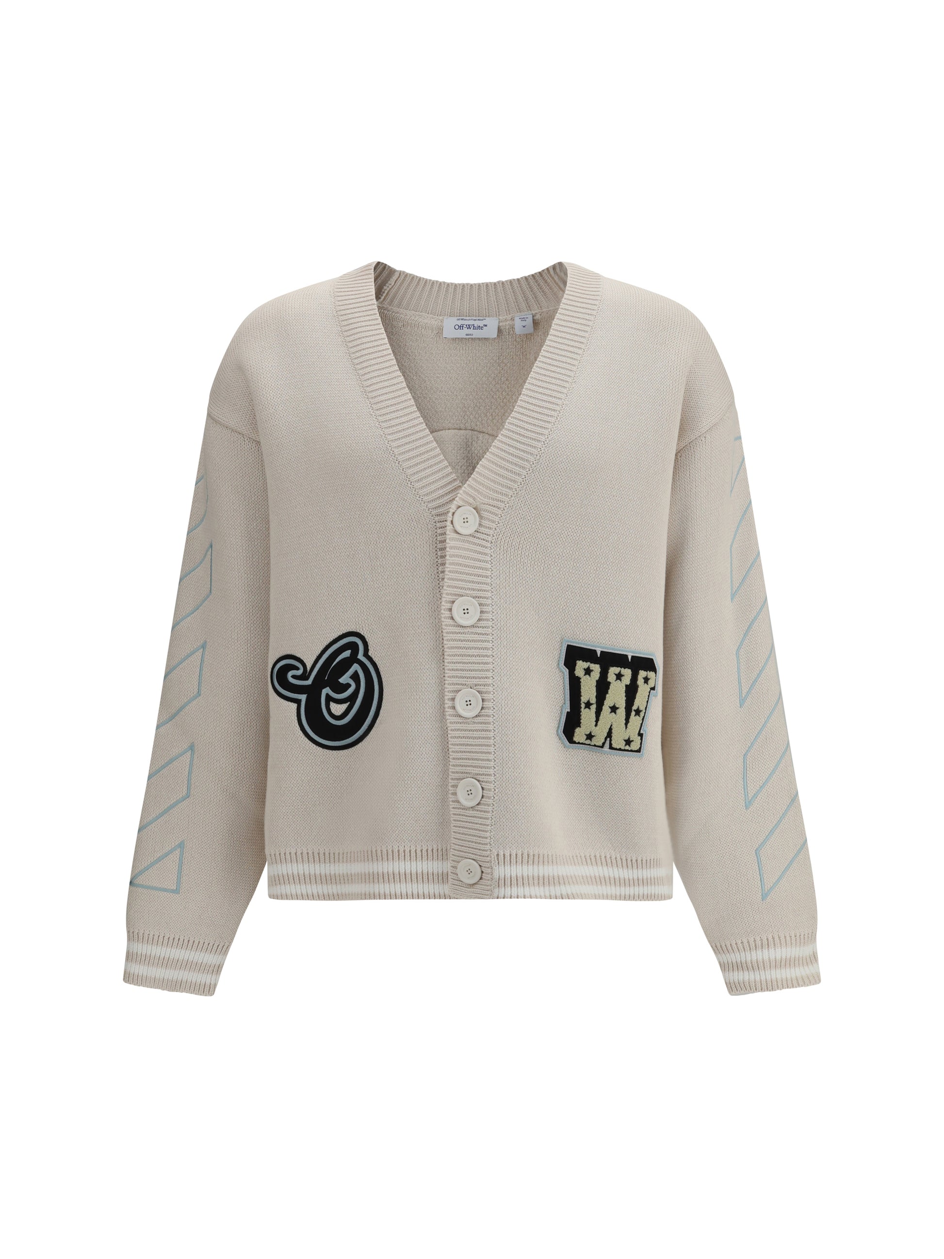 Off-White Men Star Logo Diagonal Varsity Cardigan OFF-WHITE