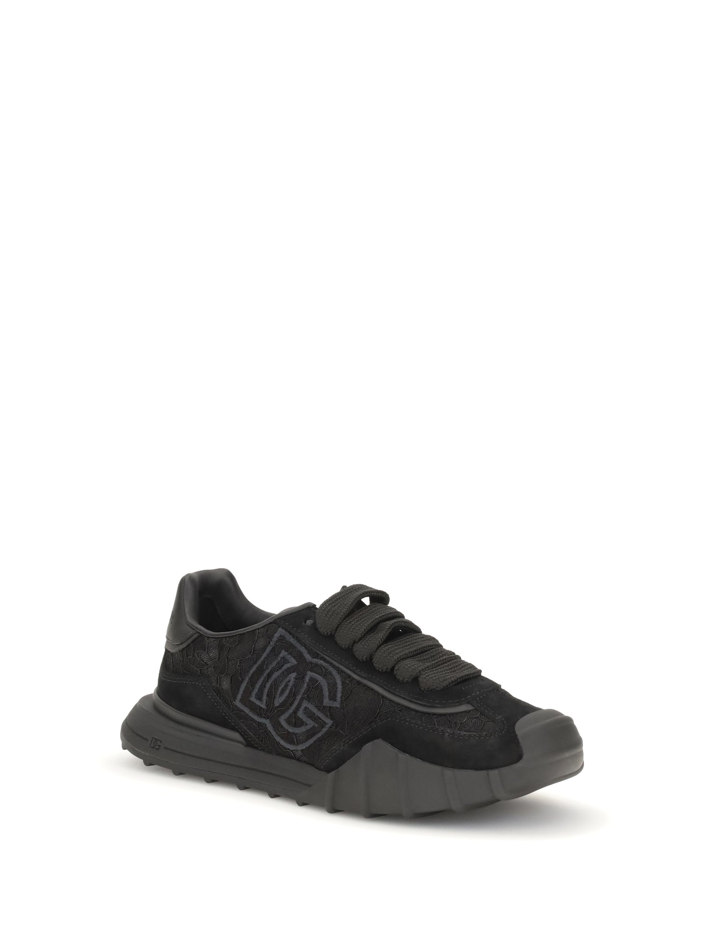 Dolce & Gabbana Women Leather And Lace Sneakers DOLCE & GABBANA