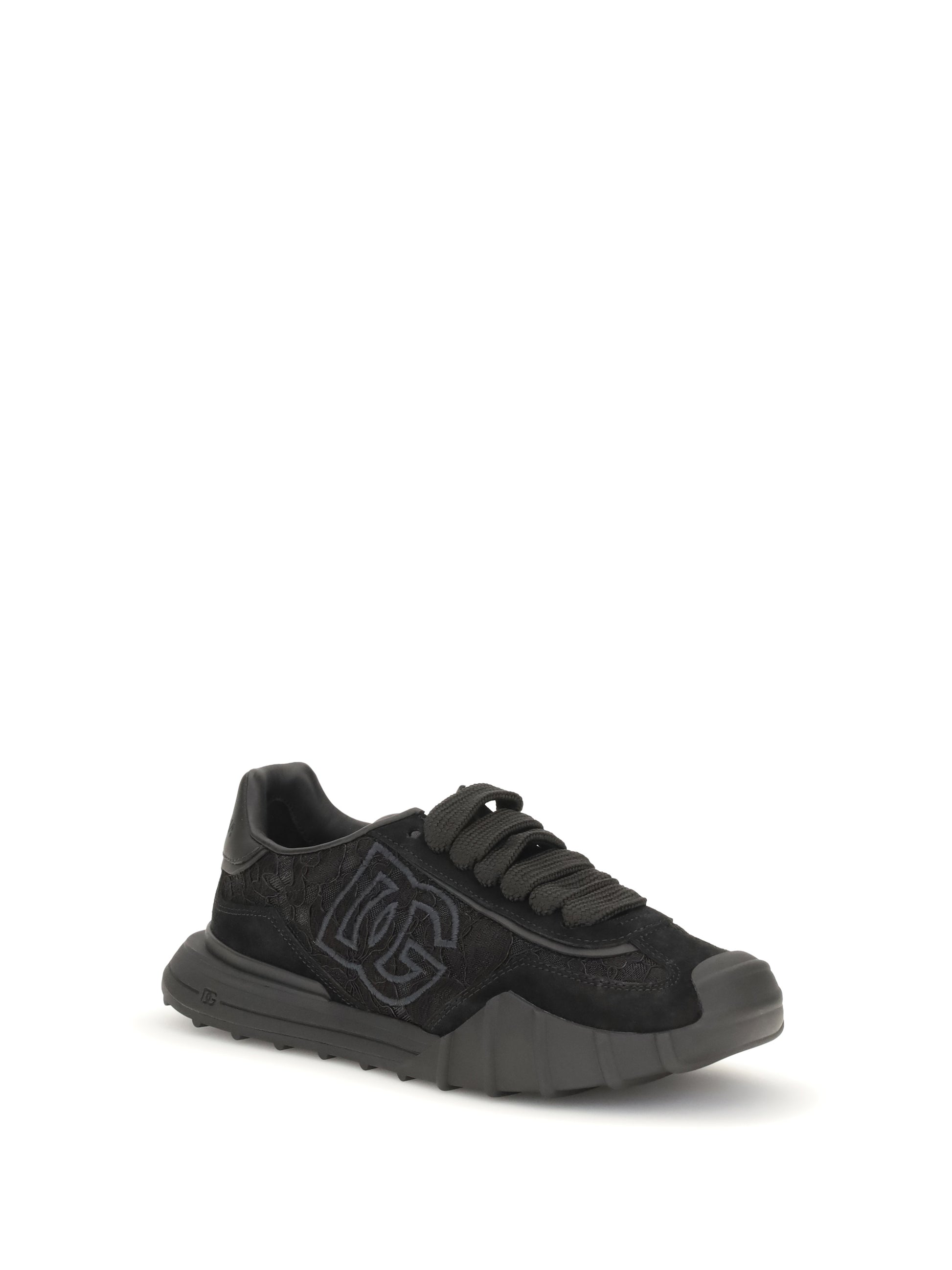 Dolce & Gabbana Women Leather And Lace Sneakers DOLCE & GABBANA