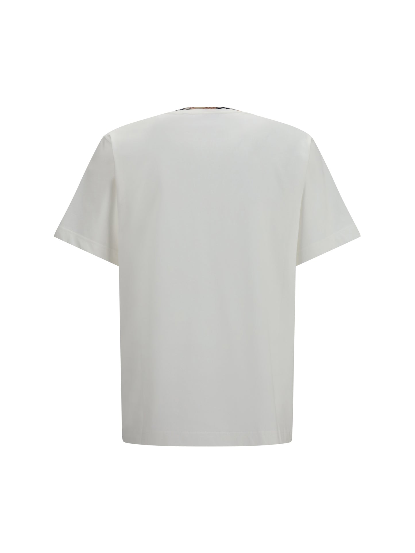 Burberry Men Cotton T-Shirt With Check Trims BURBERRY