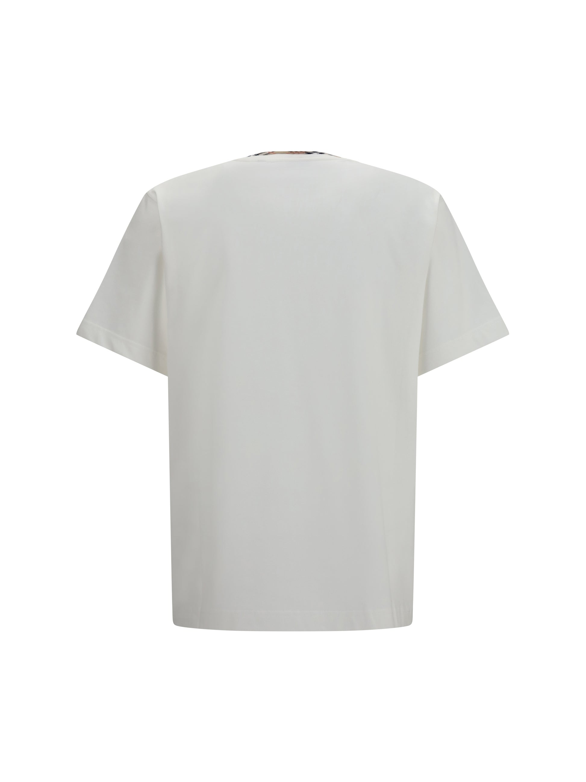 Burberry Men Cotton T-Shirt With Check Trims BURBERRY