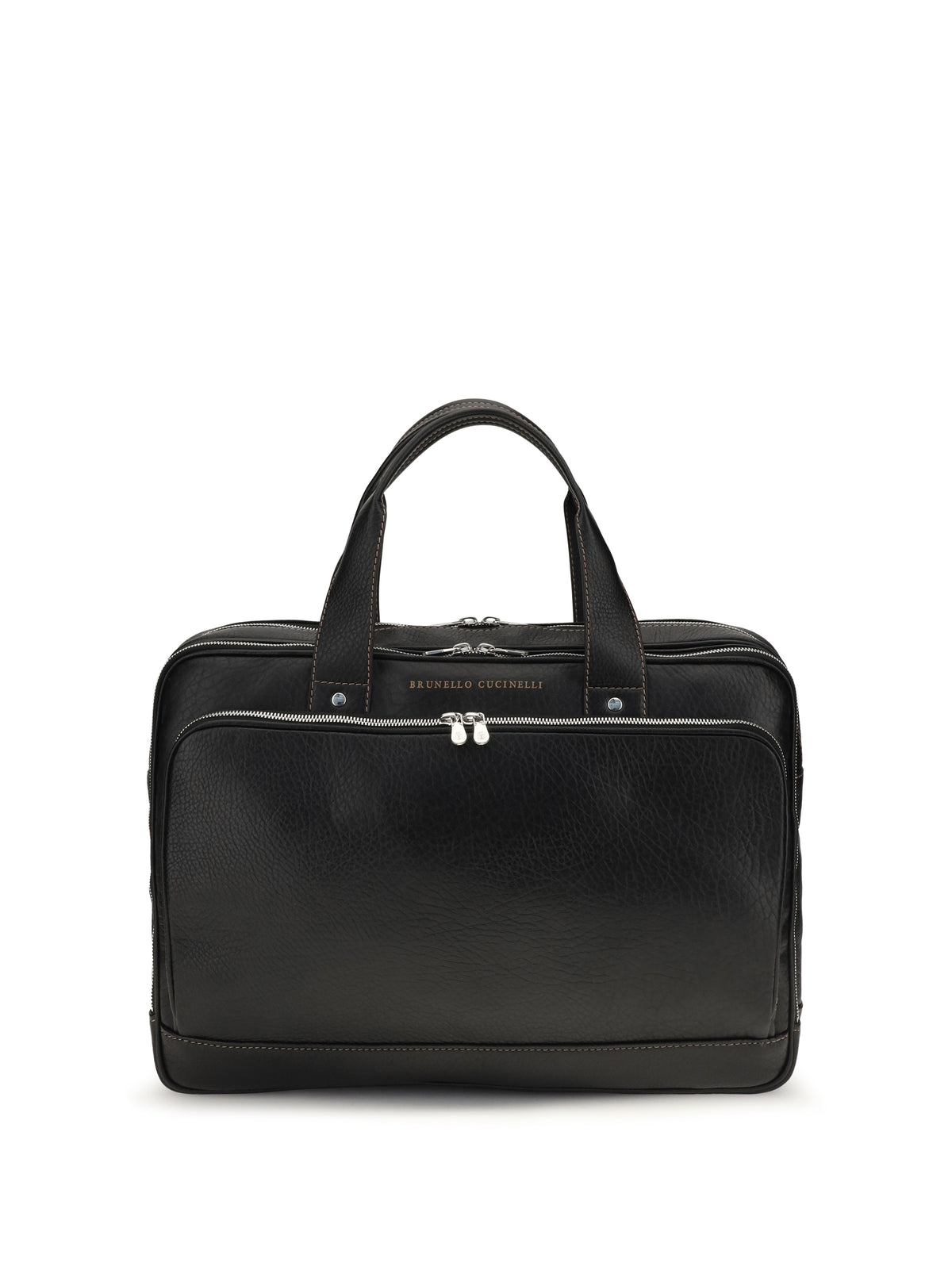 Brunello Cucinelli Men Grained Calfskin Zip-Top Handbag BRUNELLO CUCINELLI
