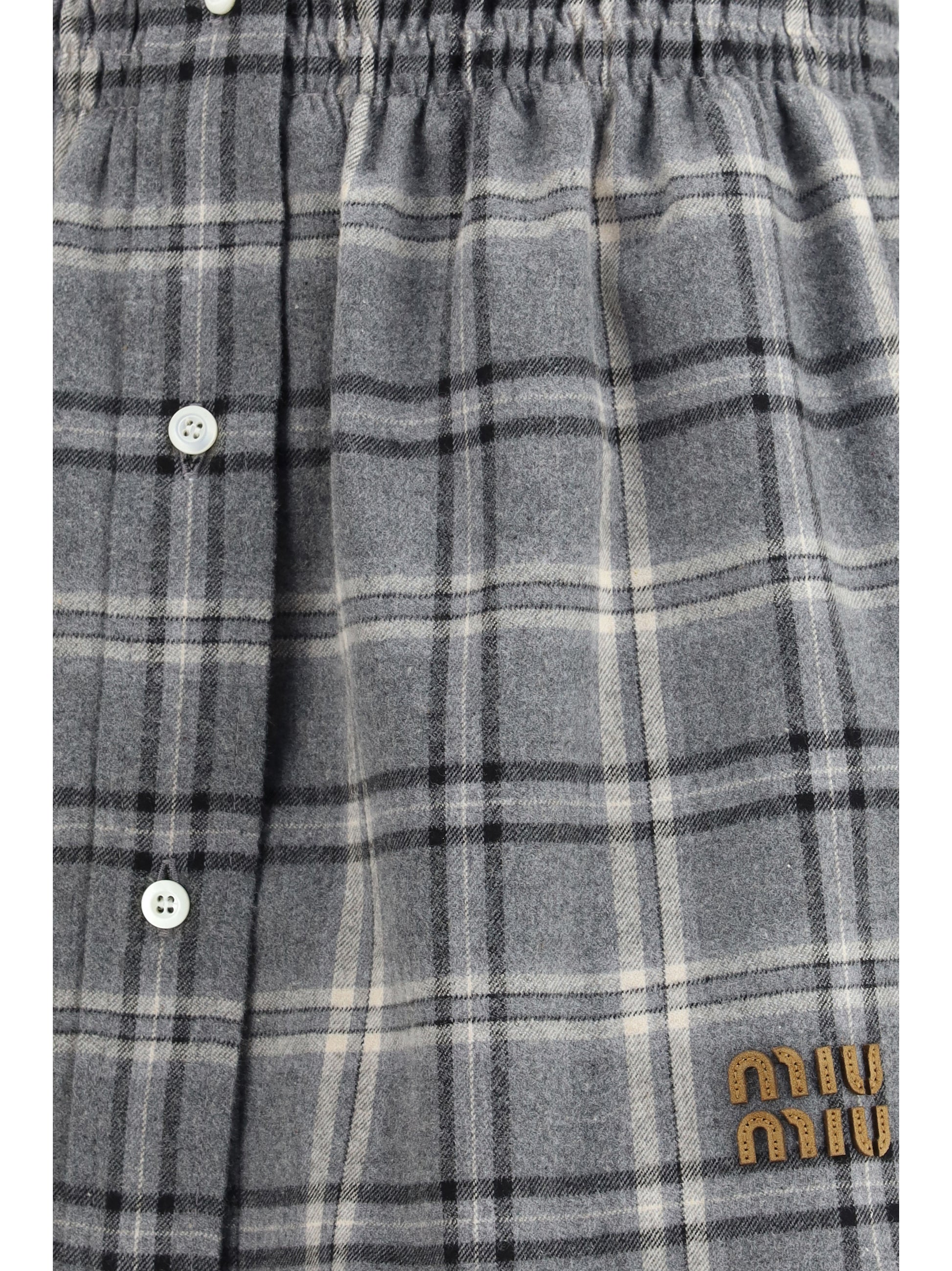 Miu Miu Women Check Flannel Miniskirt MIU MIU