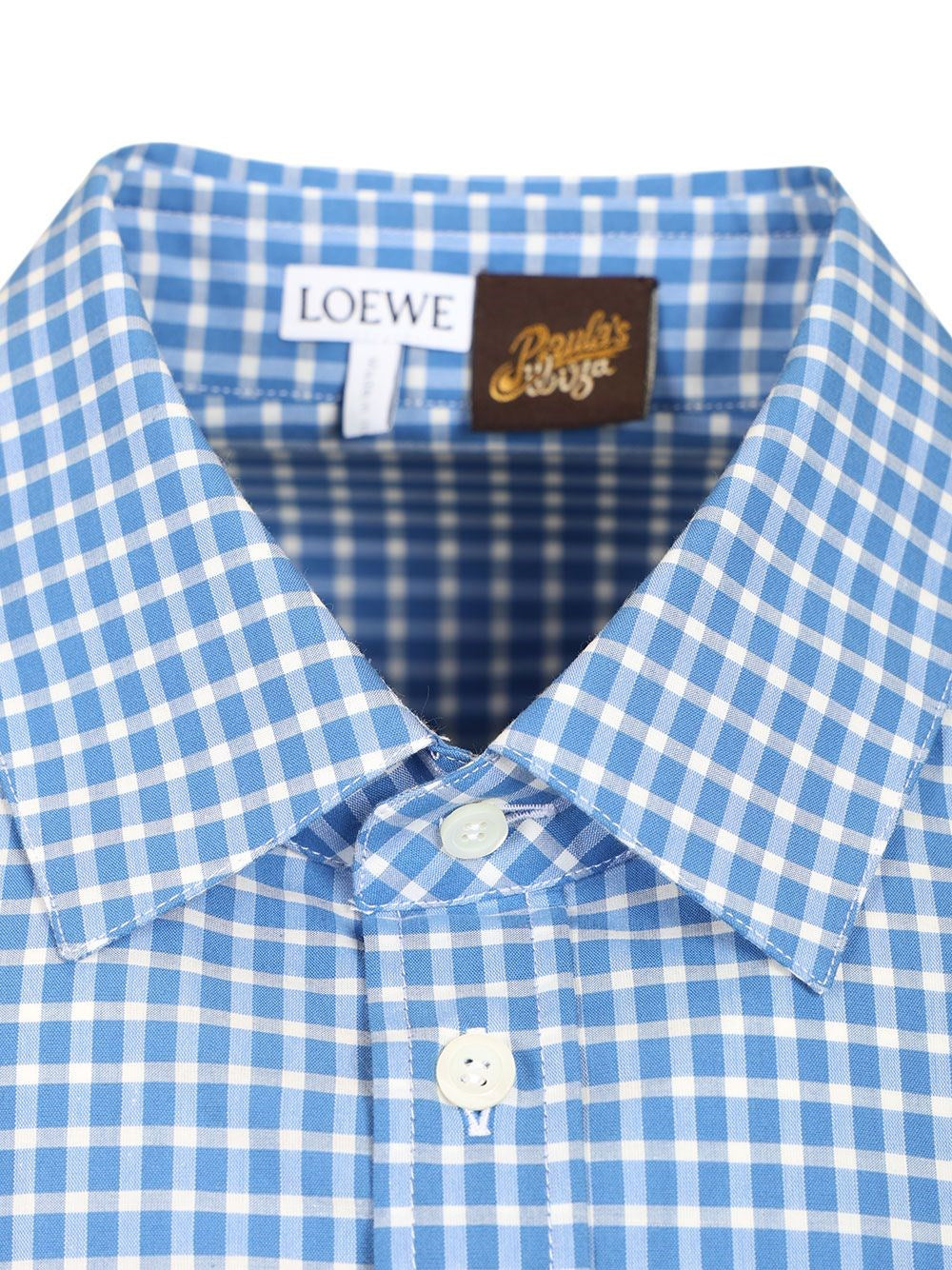 Loewe Paula's Ibiza Men Lightweight Textured Checked Cotton Shirt. LOEWE