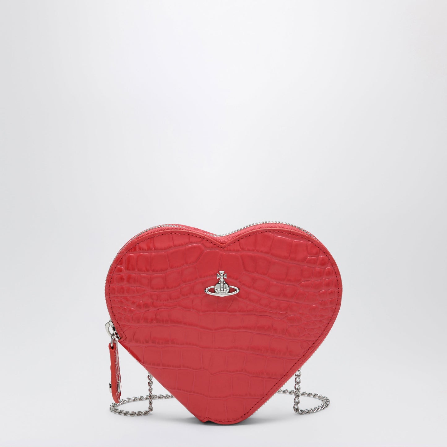 Vivienne Westwood Heart Embossed Croc Shoulder Bag In Coral Women VIVIENNE WESTWOOD