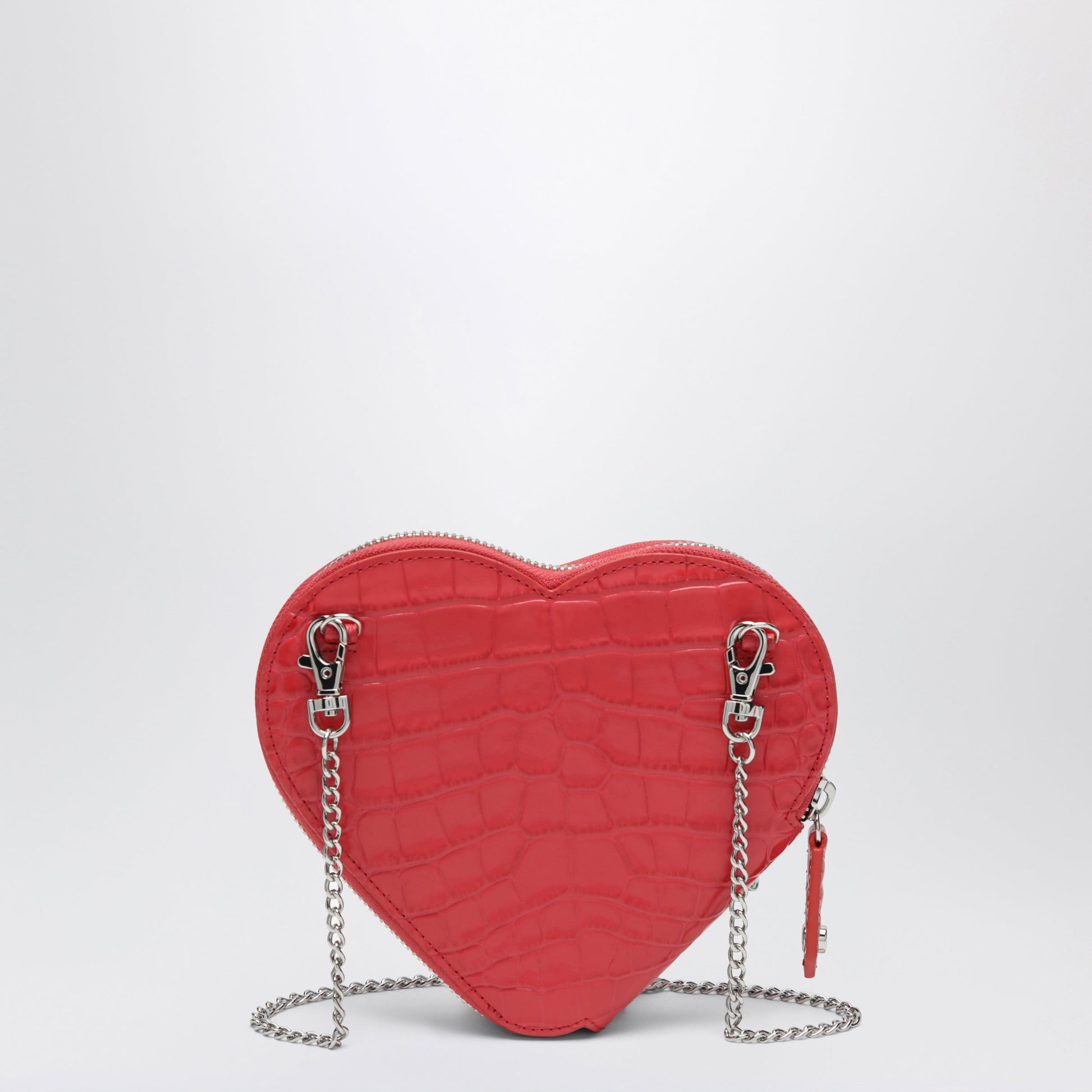 Vivienne Westwood Heart Embossed Croc Shoulder Bag In Coral Women VIVIENNE WESTWOOD