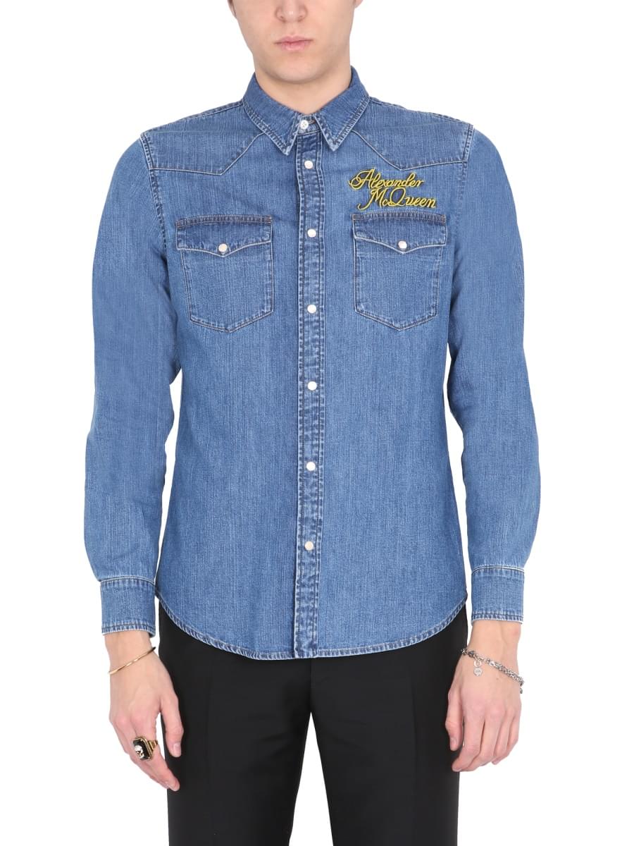 Alexander Mcqueen Men Shirt With Embroidered Logo ALEXANDER MCQUEEN