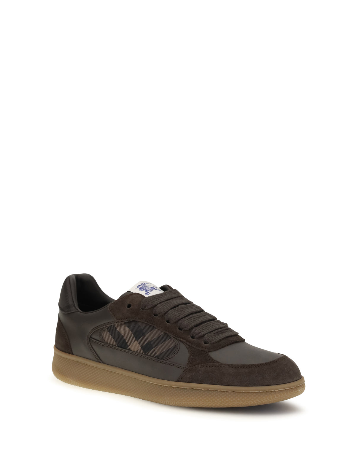 Burberry Men Terrace Check Leather And Suede Sneakers BURBERRY