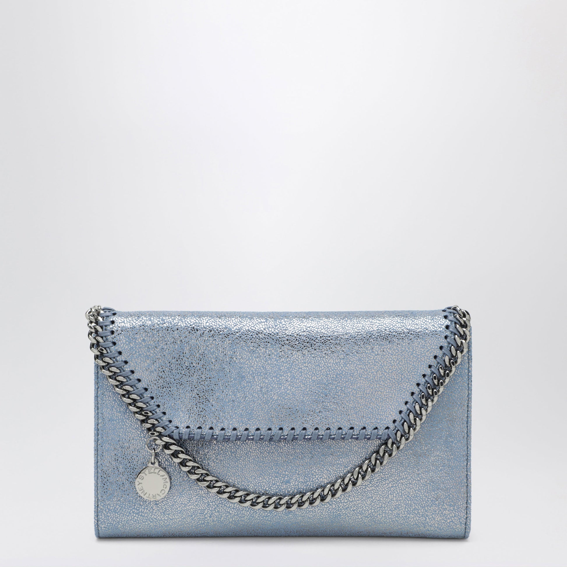 Stella Mccartney Falabella Chain Wallet In Metallic Denim Women STELLA MCCARTNEY