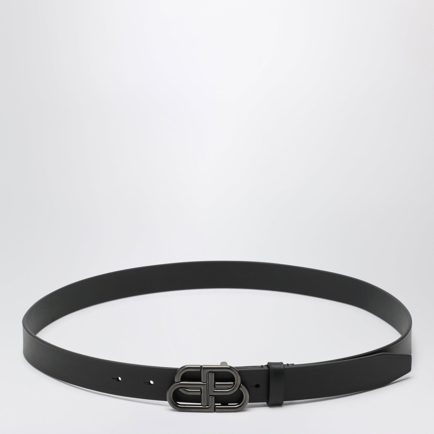 Balenciaga Slim Bb Belt In Calfskin Leather In Black Women BALENCIAGA
