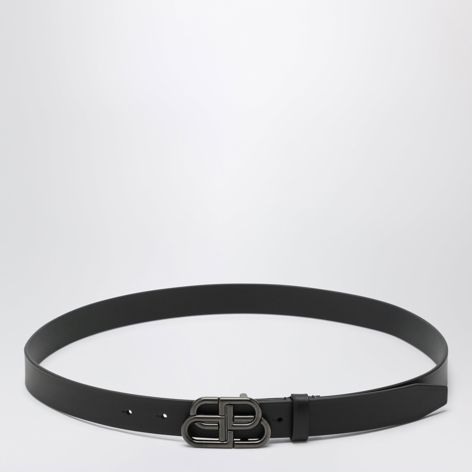 Balenciaga Slim Bb Belt In Calfskin Leather In Black Women BALENCIAGA