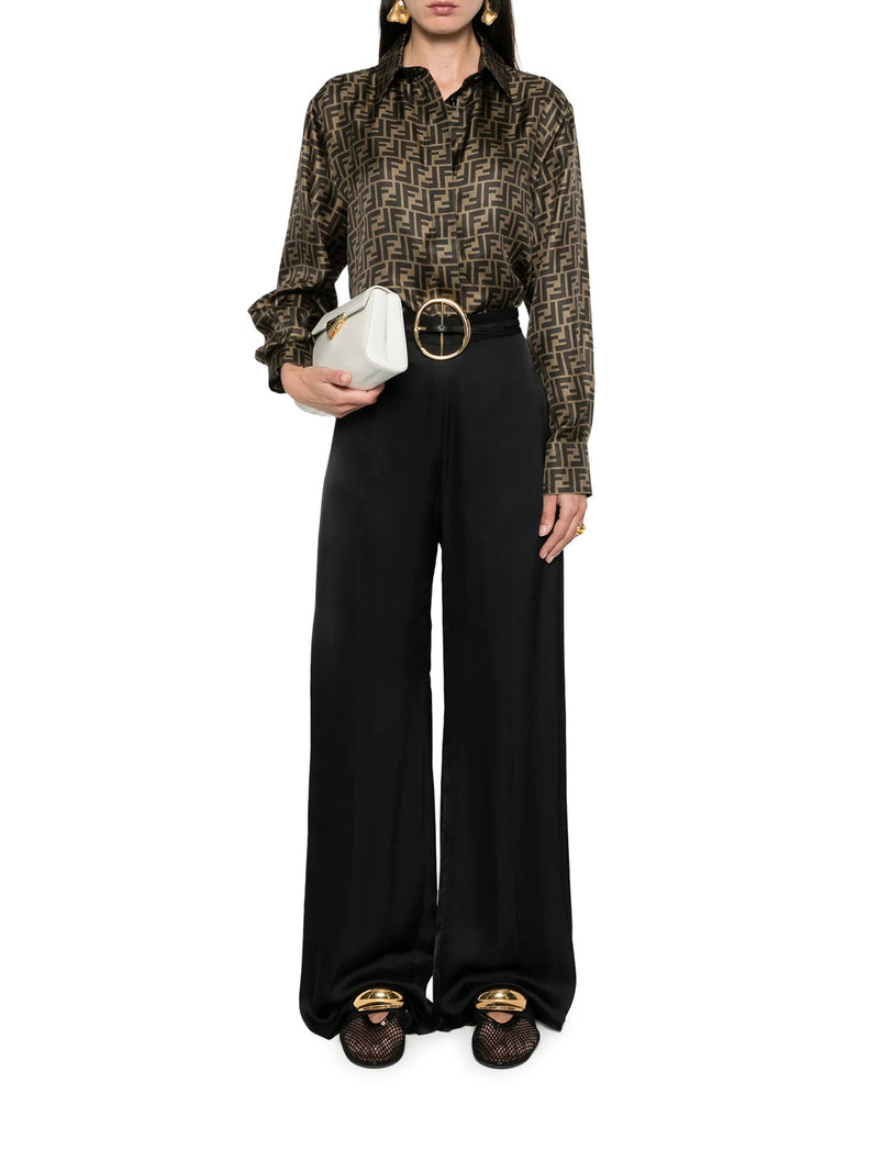 Fendi Women Ff Brown Silk Shirt FENDI