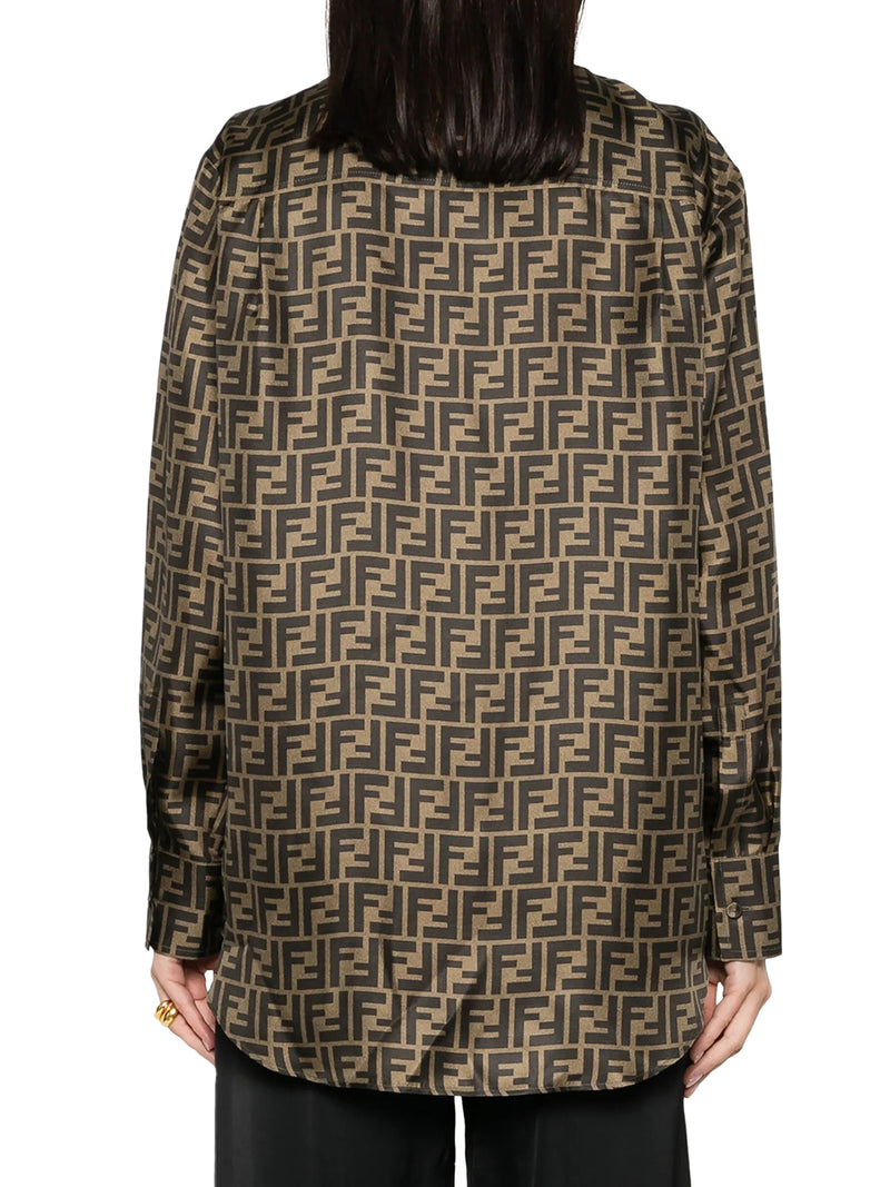 Fendi Women Ff Brown Silk Shirt FENDI