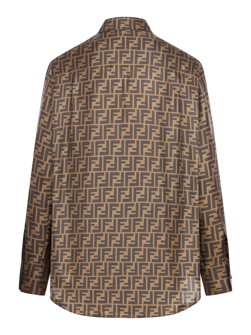 Fendi Women Ff Brown Silk Shirt FENDI