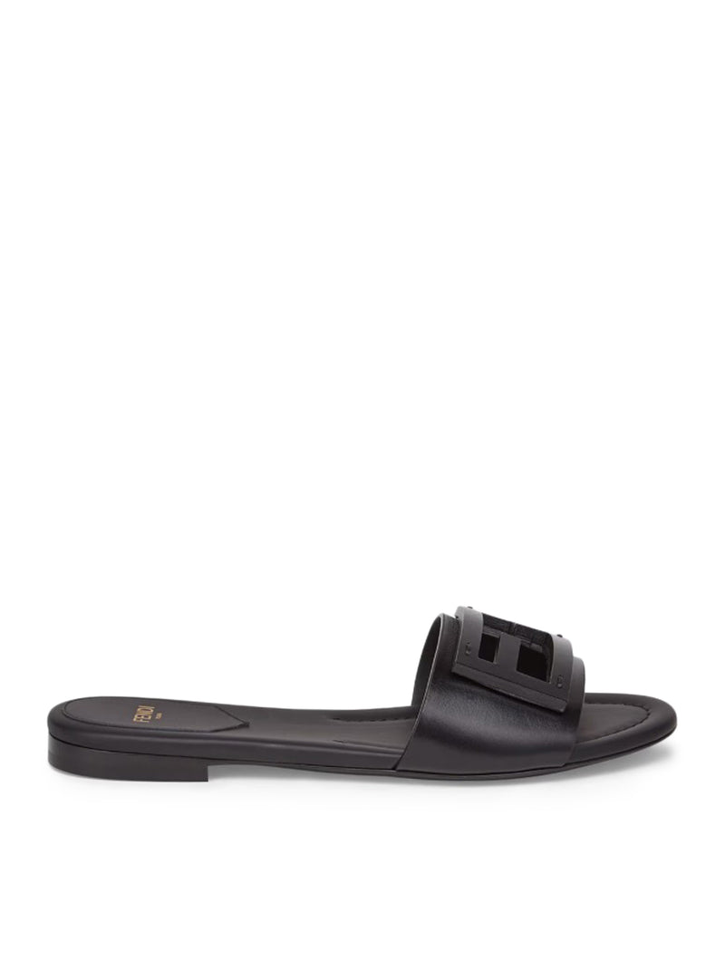 Fendi Women Slide Baguette In Black Leather FENDI