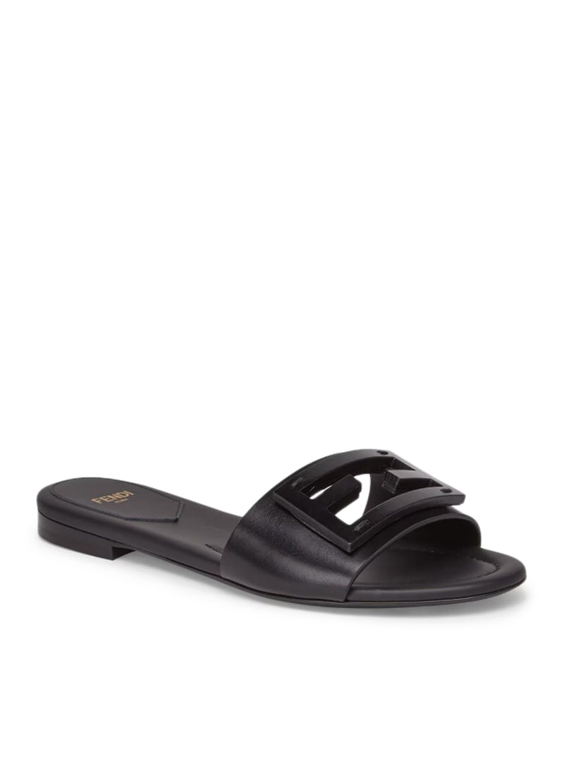 Fendi Women Slide Baguette In Black Leather FENDI