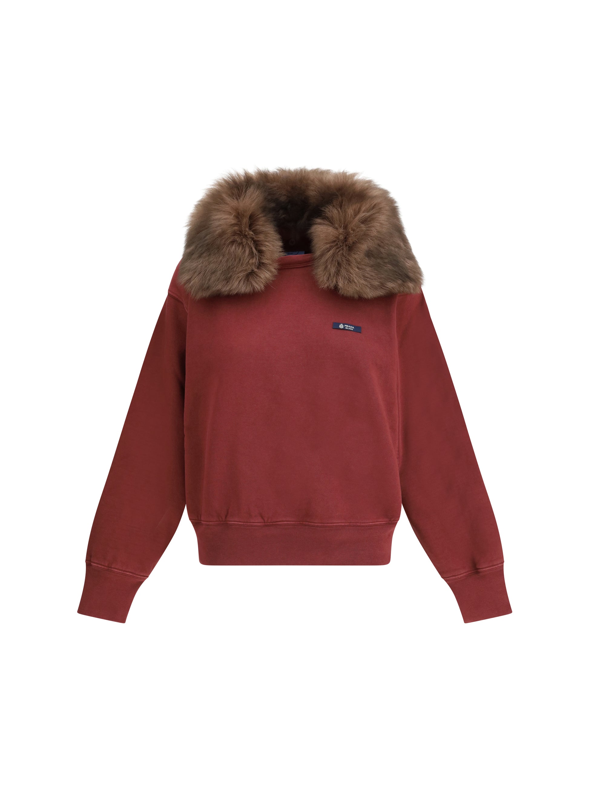 Prada Women Sweatshirt With A Shearling Collar PRADA