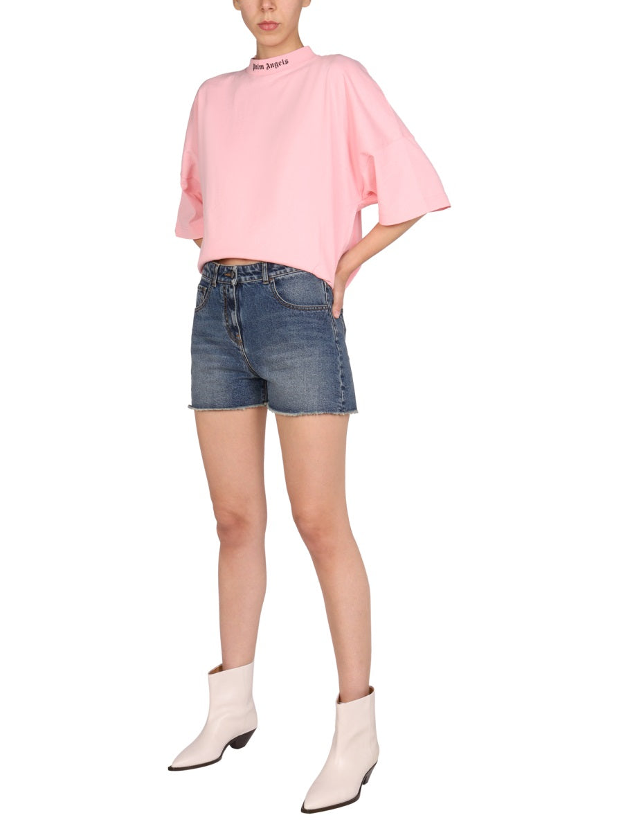 Palm Angels Women Denim Shorts PALM ANGELS