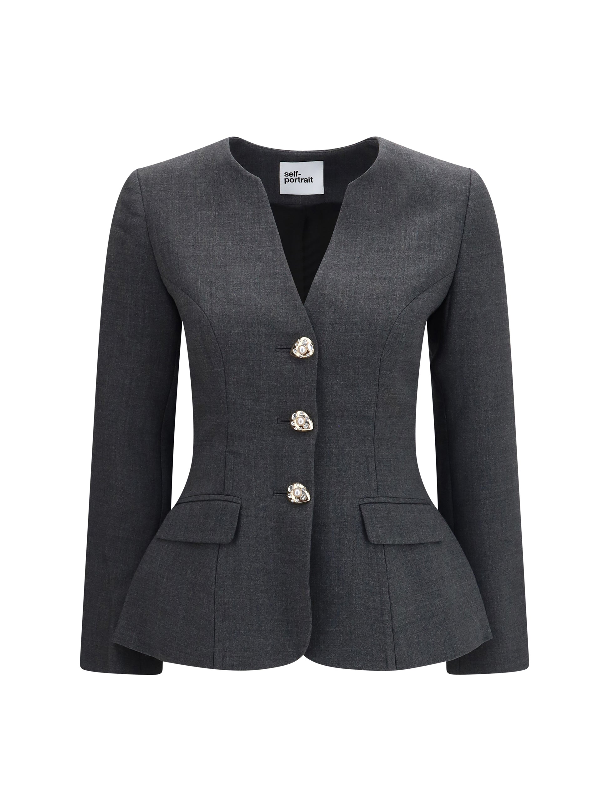 Self-Portrait Women Collarless Wool Jacket SELF-PORTRAIT