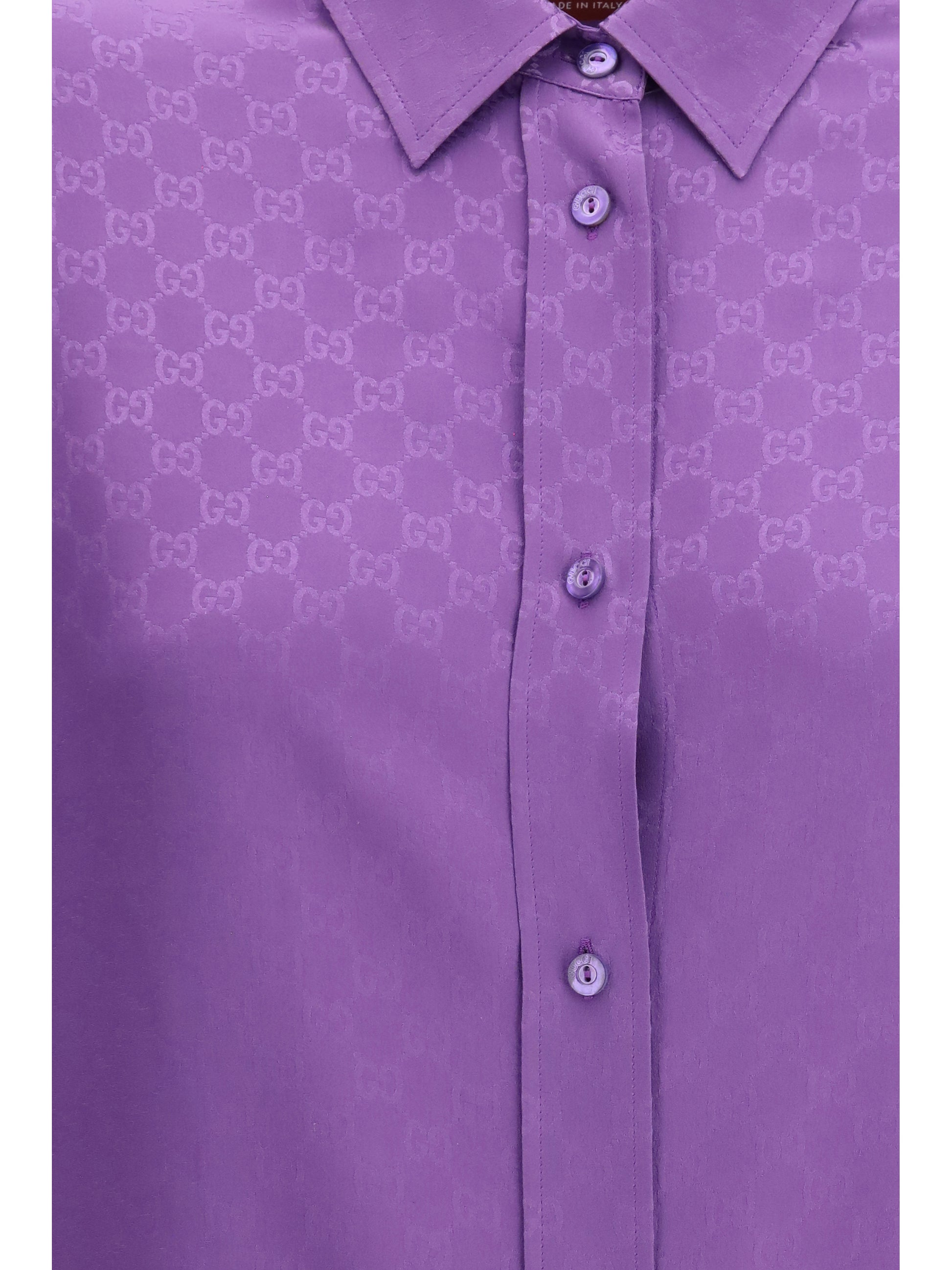 Gucci Women Gg Supreme Print Silk Shirt GUCCI