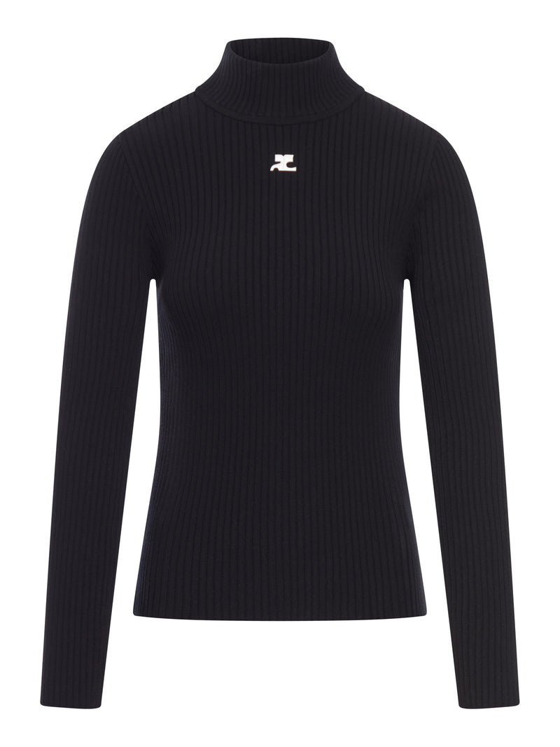 Courreges Women Reedition Rib Knit Mockneck Sweater COURREGES