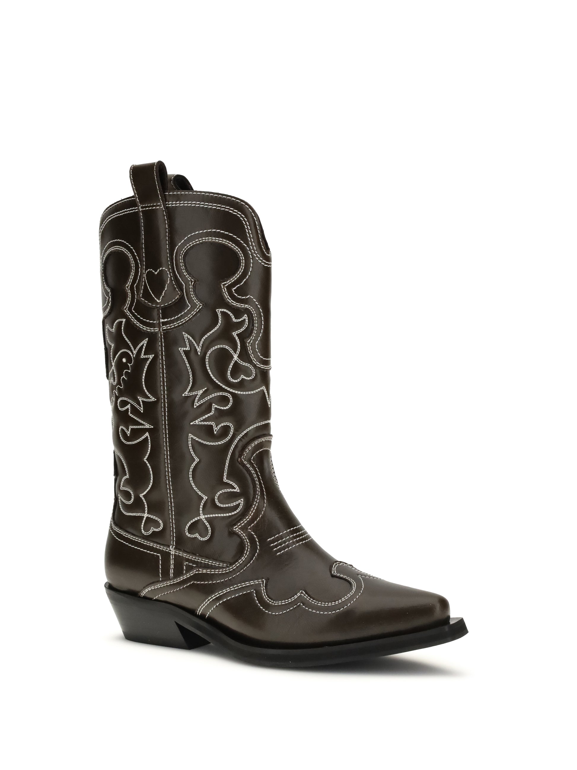 Ganni Women Faux-Leather Texan Boots GANNI
