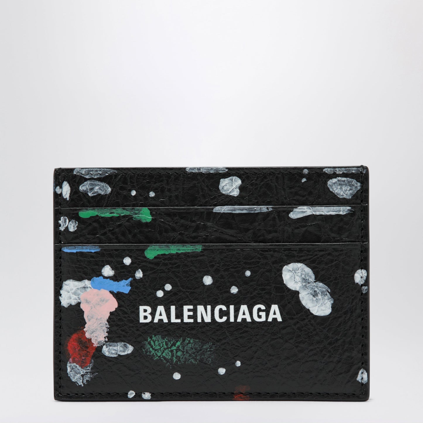 Balenciaga Cash Leather Card Holder With Painterâ€S Print Men BALENCIAGA