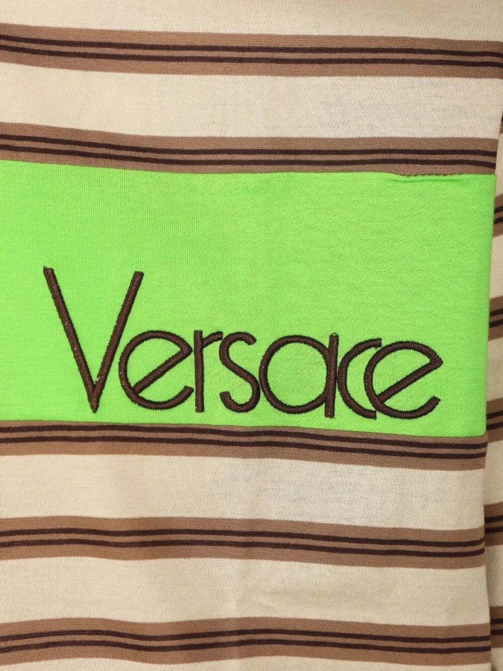 Versace Men Striped Cotton Polo Shirt With Inlay VERSACE