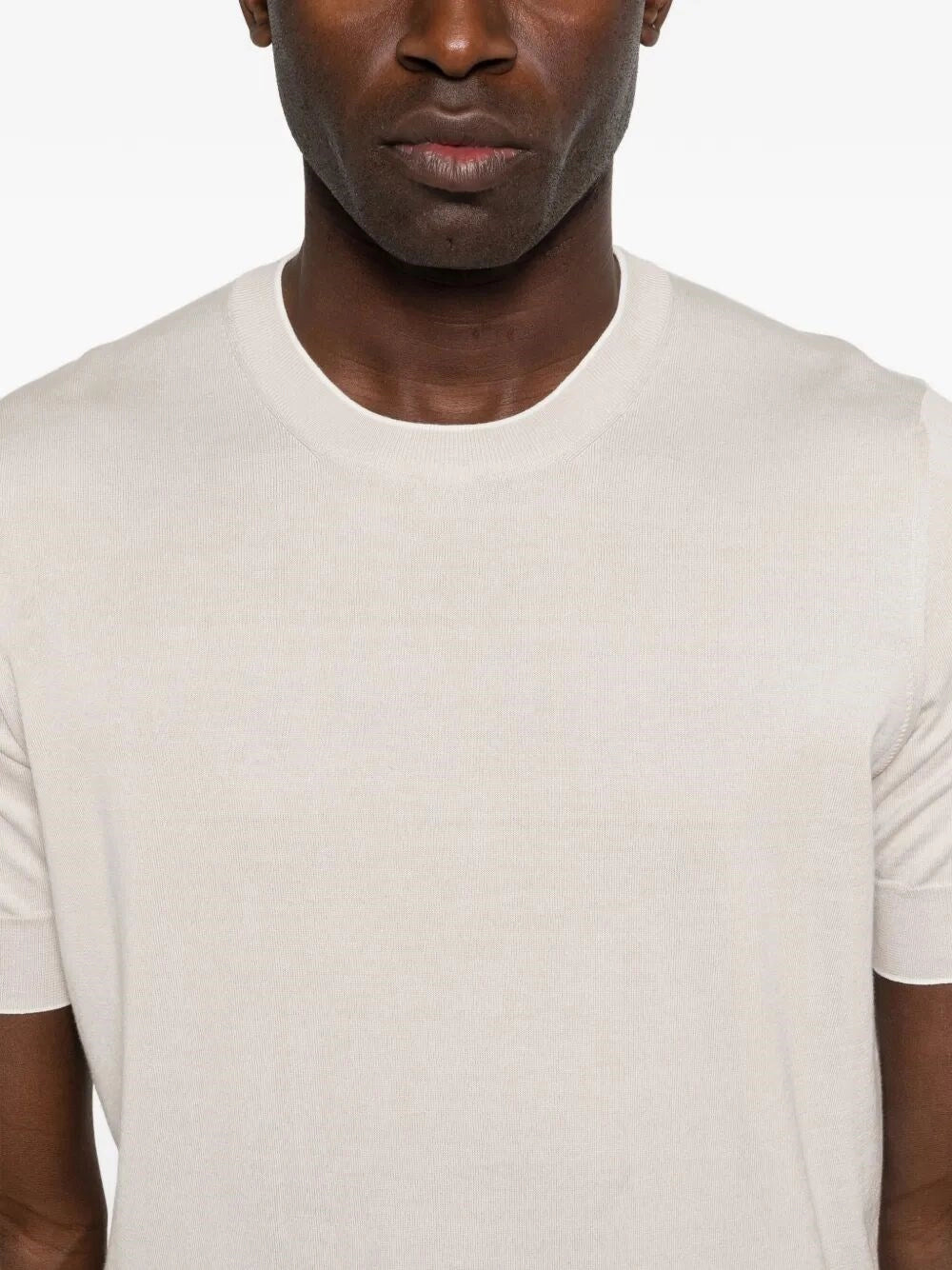 Brunello Cucinelli Men Cotton Lightweight Knit T-Shirt With Contrast Details BRUNELLO CUCINELLI