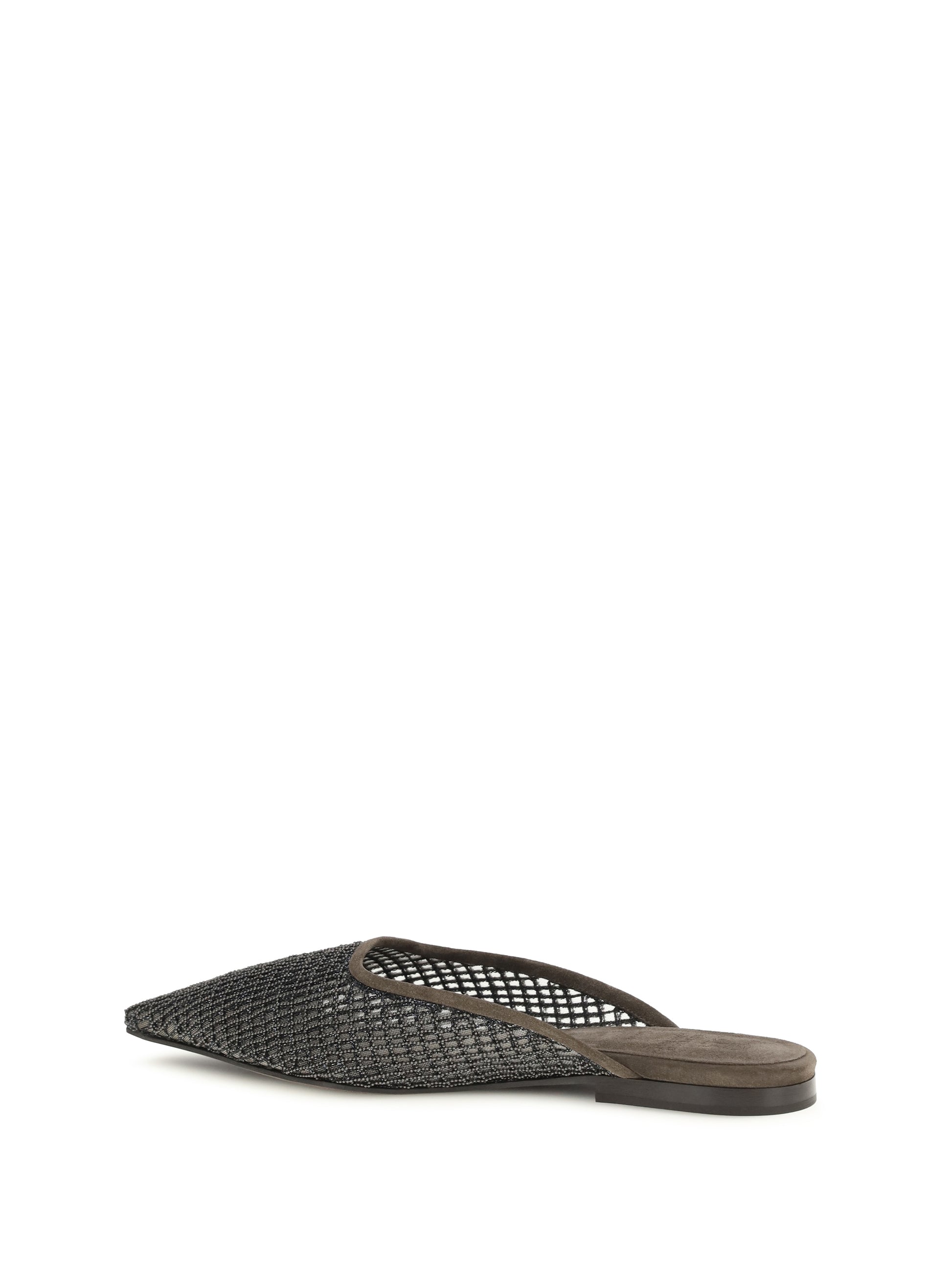 Brunello Cucinelli Women Suede Ballerinas With Embellished Net Embroidery BRUNELLO CUCINELLI