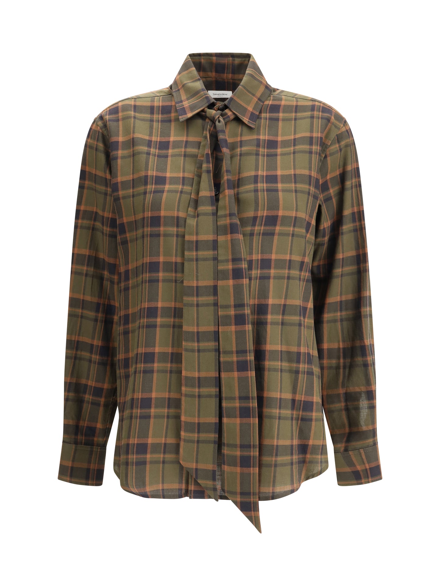 Saint Laurent Women Cassandre Check Lavallière Shirt SAINT LAURENT
