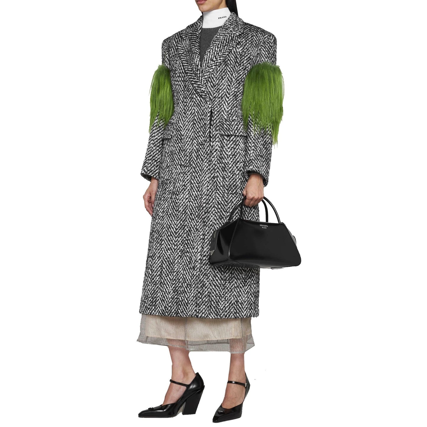 Prada Herringbone Wool Coat Women PRADA