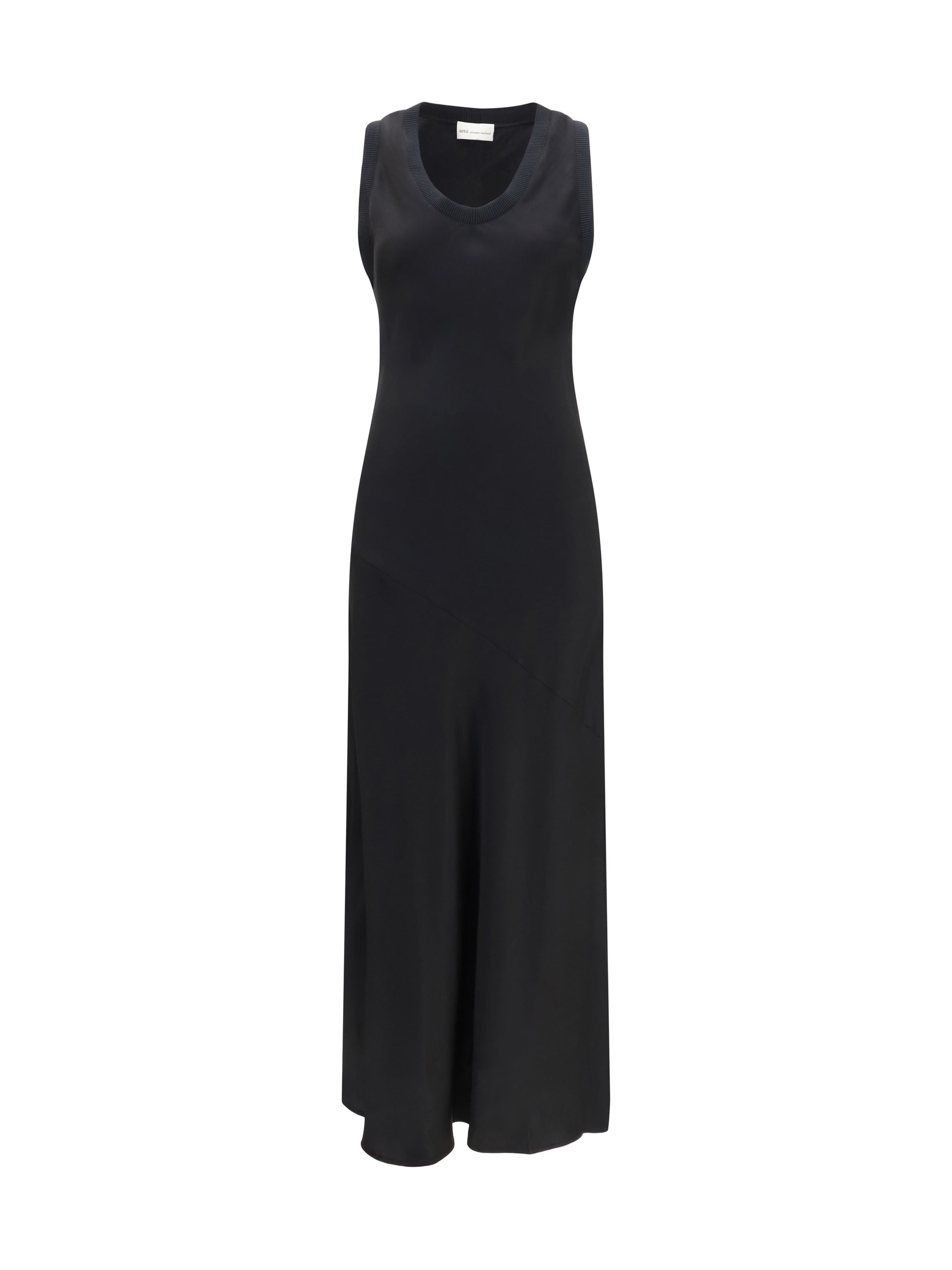 Ami Paris Women Sleeveless Long Fluid Satin Dress AMI PARIS