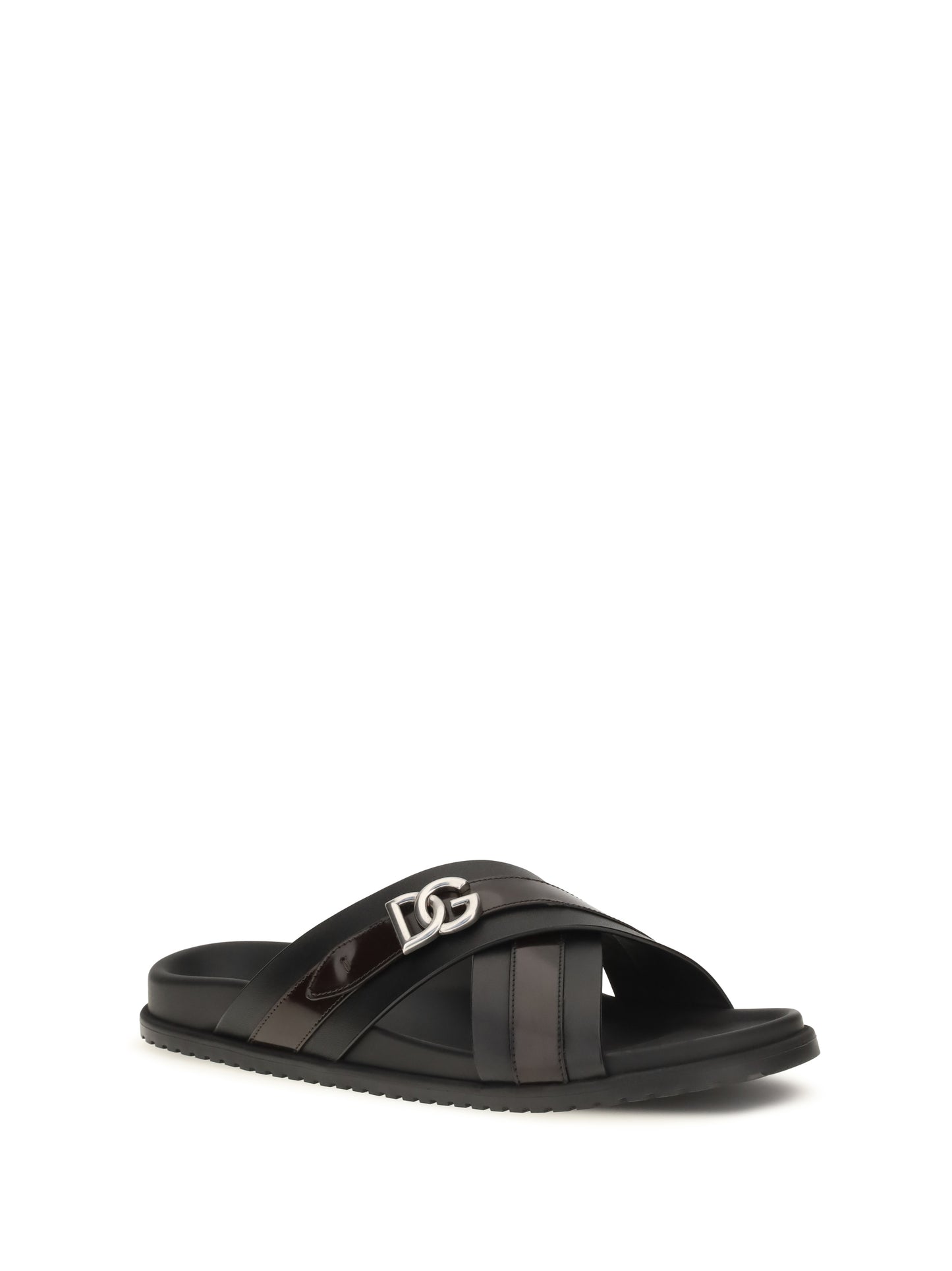 Dolce & Gabbana Men Smooth Calf Leather Slide Sandals DOLCE & GABBANA