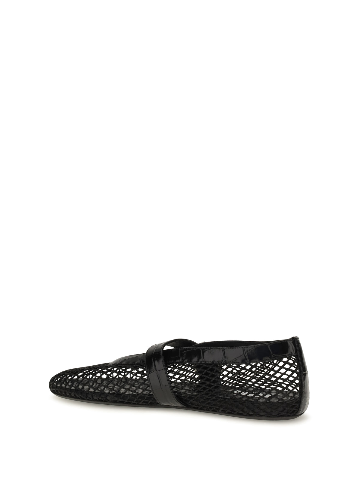 Alaïa Women Mesh And Crocodile-Print Leather Ballerinas ALAIA