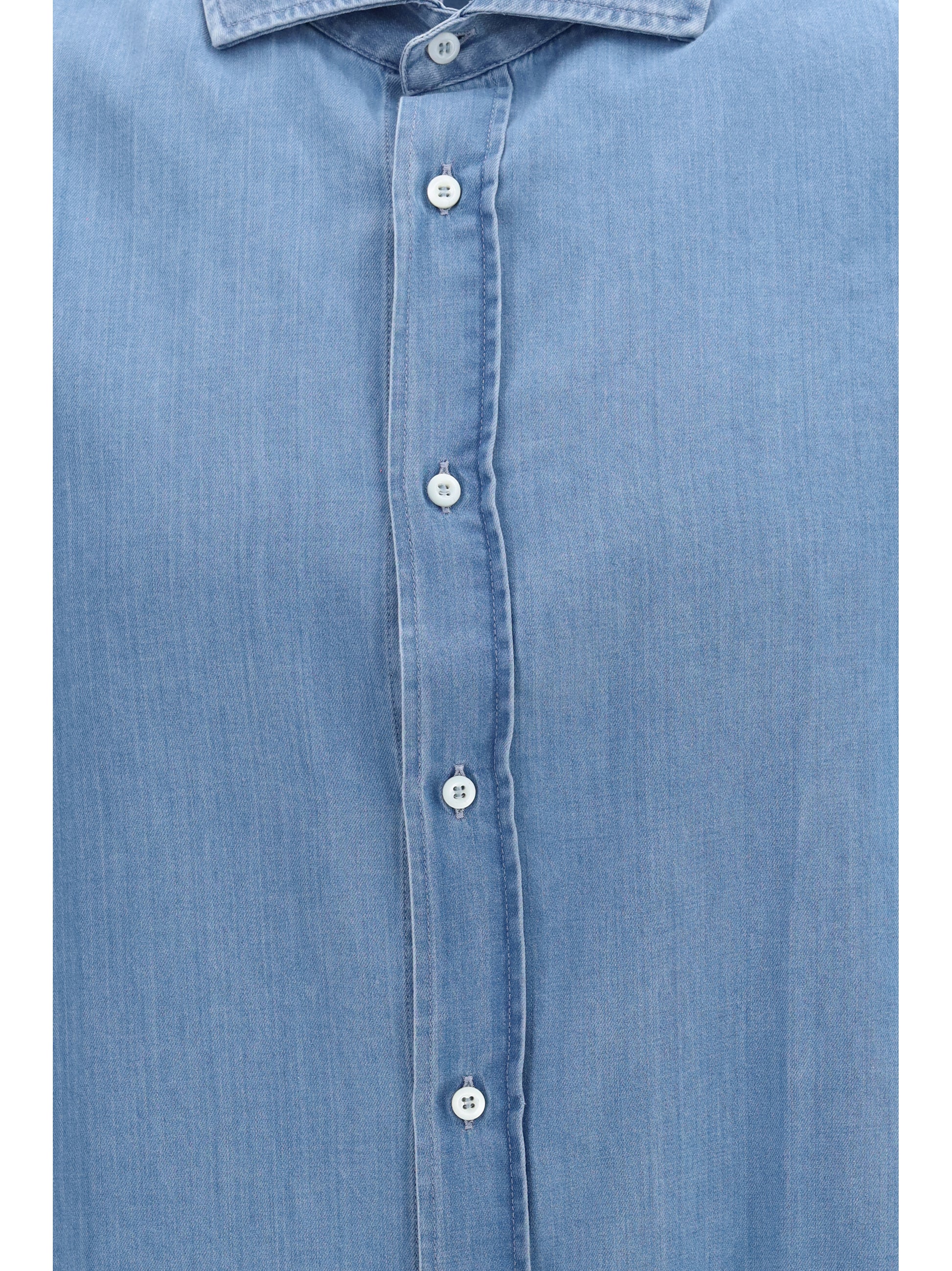 Brunello Cucinelli Men Cotton Denim Shirt BRUNELLO CUCINELLI