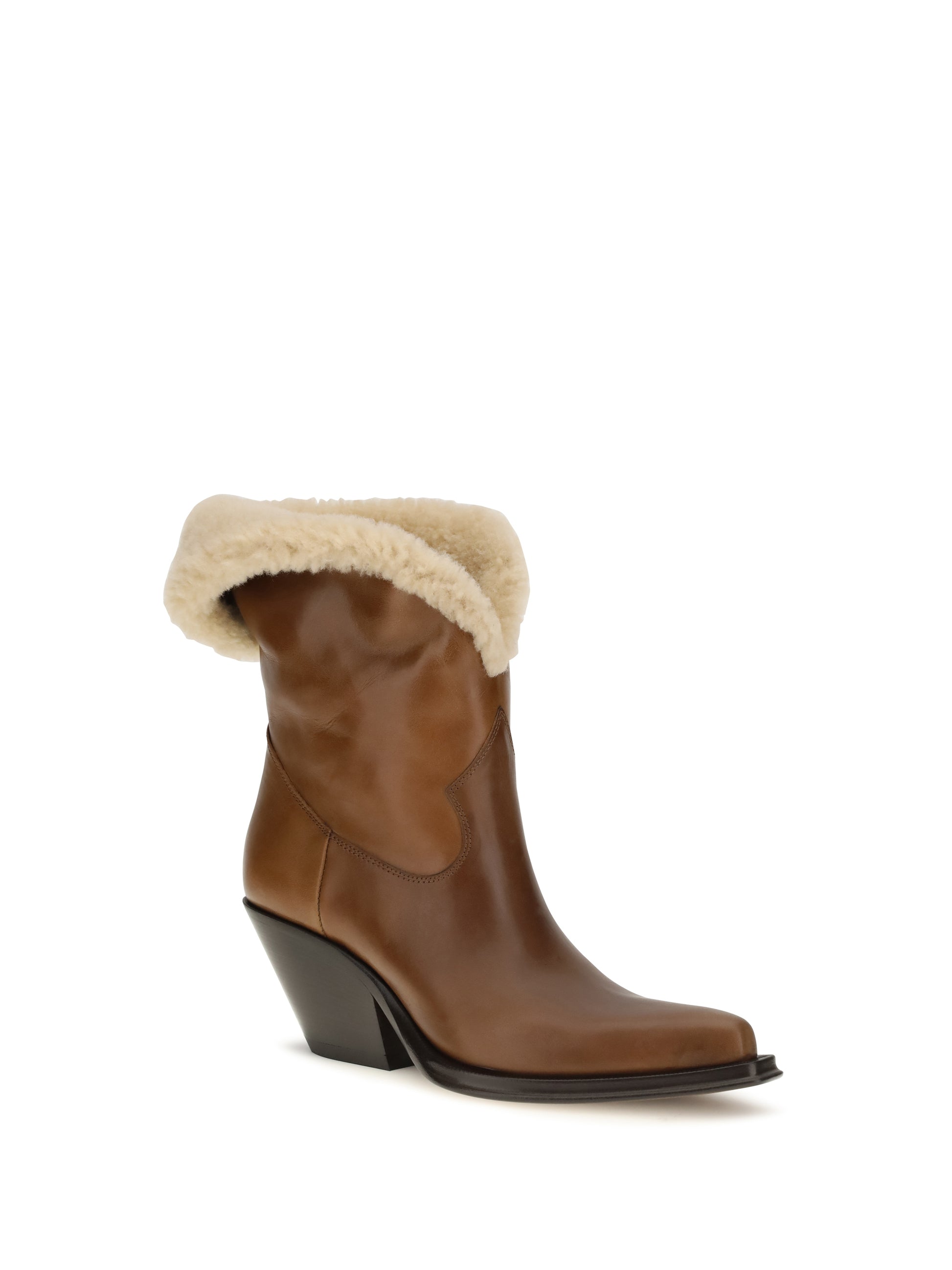 Chloé Women Azelan Fur-Lined Ankle Boots CHLOE