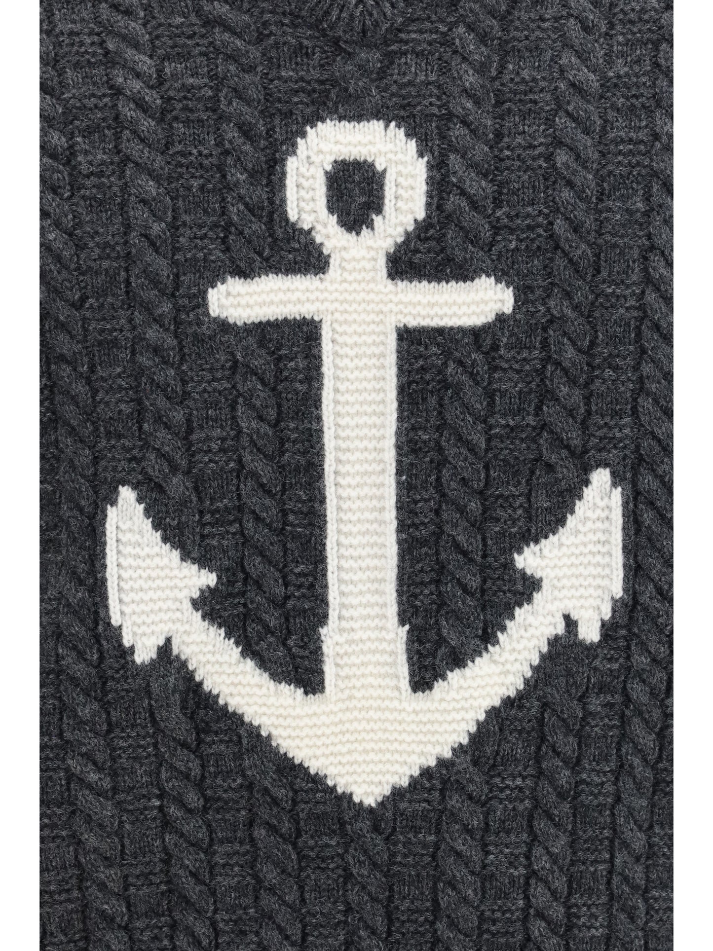 Thom Browne Men 4-Bar Merino Wool Sweater With Anchor Motif THOM BROWNE