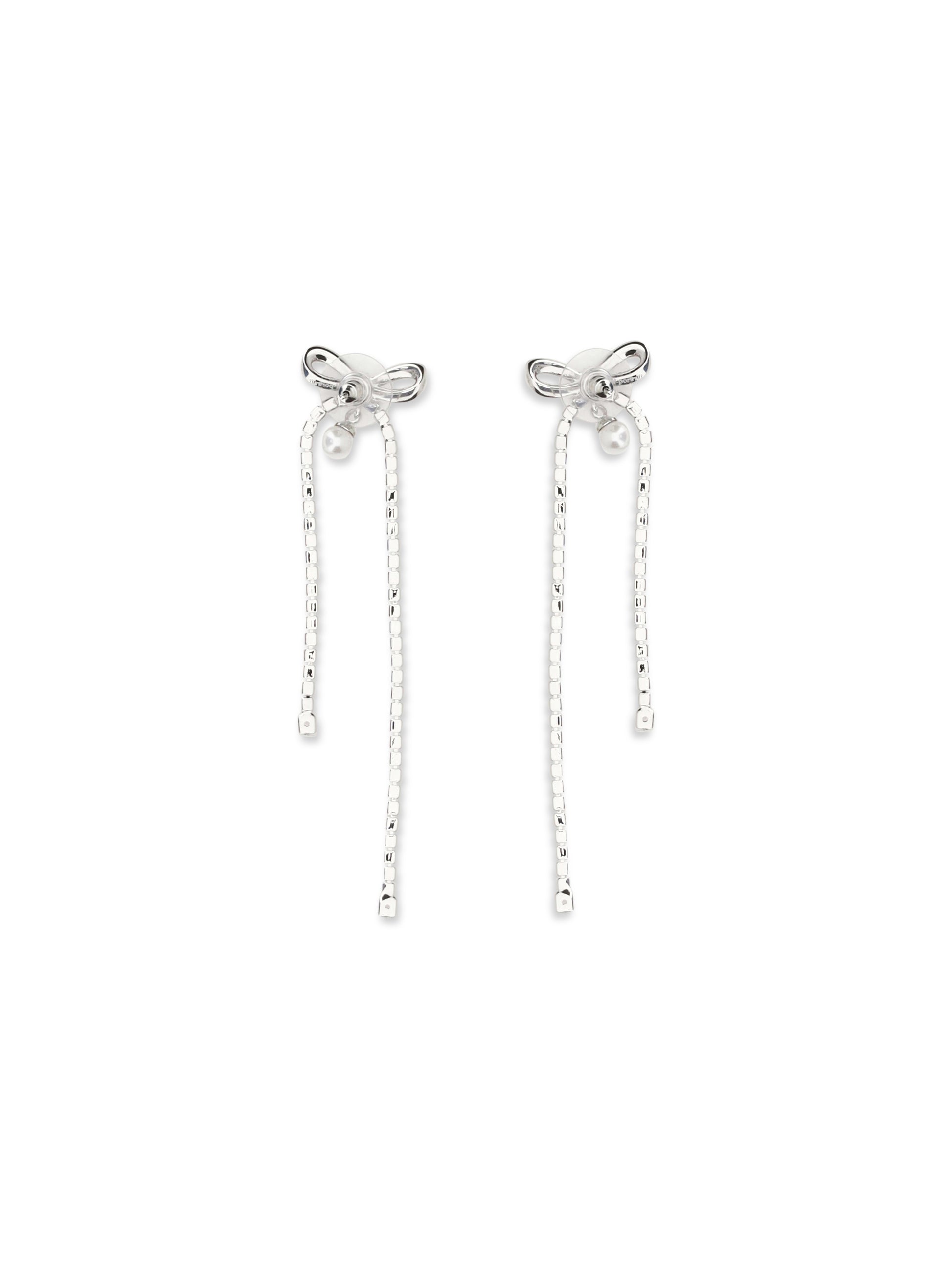 Self-Portrait Women Crystal Bow And Pearl Drop Earrings SELF-PORTRAIT