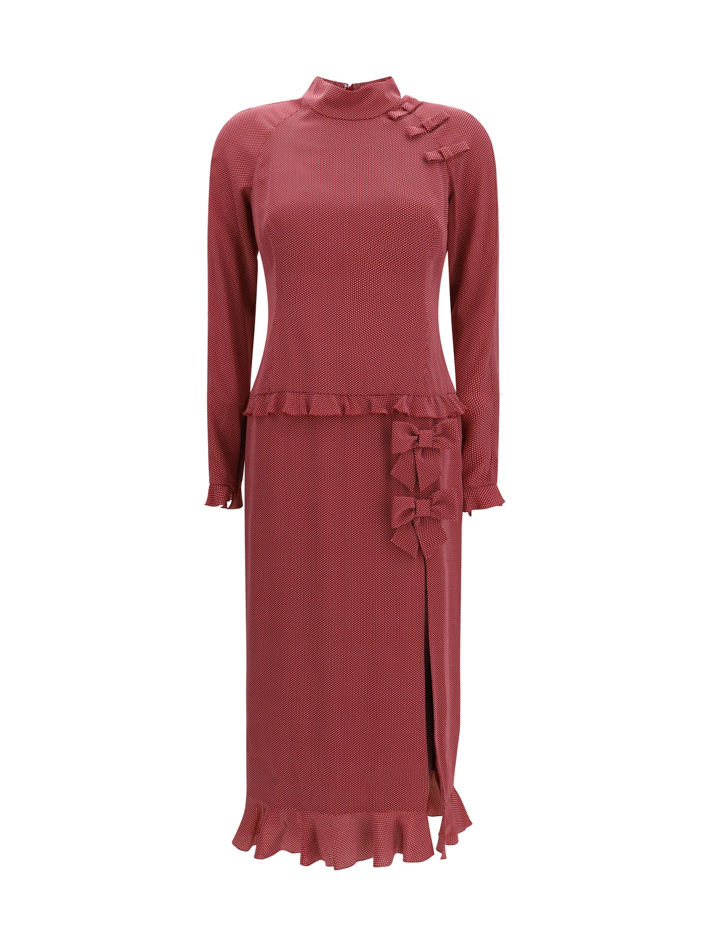 Alessandra Rich Women Silk Polka-Dot Midi Dress With Appliqué Bows ALESSANDRA RICH