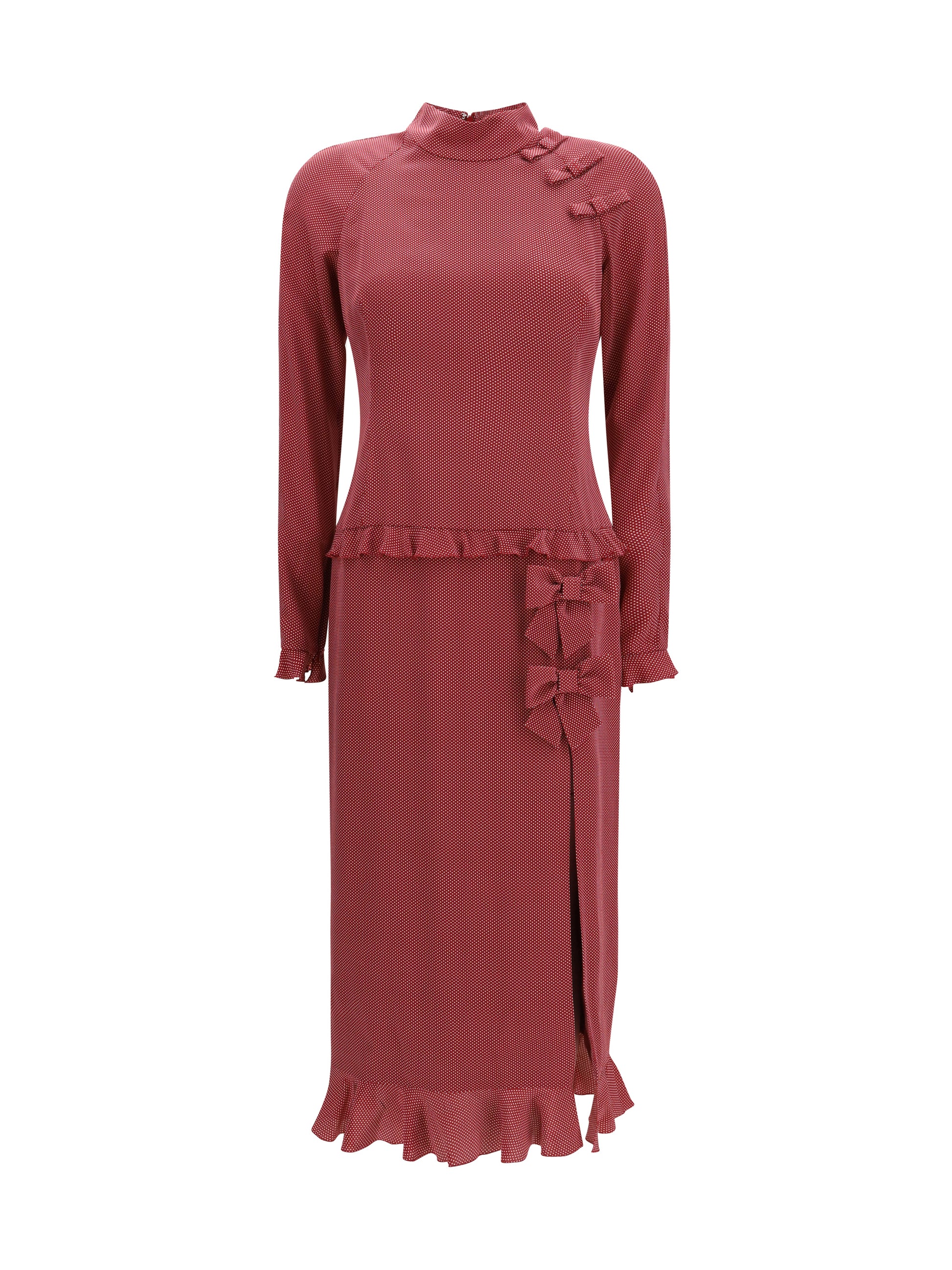 Alessandra Rich Women Silk Polka-Dot Midi Dress With Appliqué Bows ALESSANDRA RICH