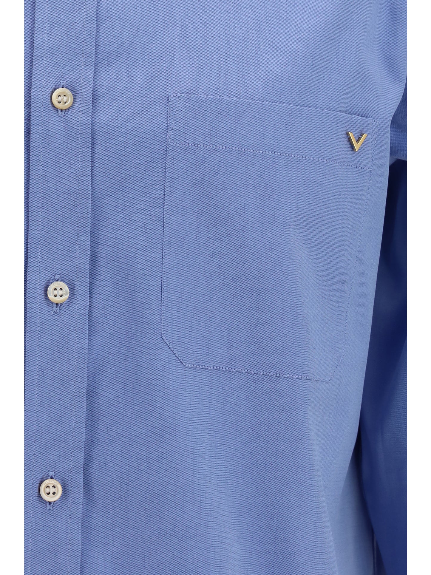 Valentino Men Lightweight Cotton Shirt With Vgold VALENTINO
