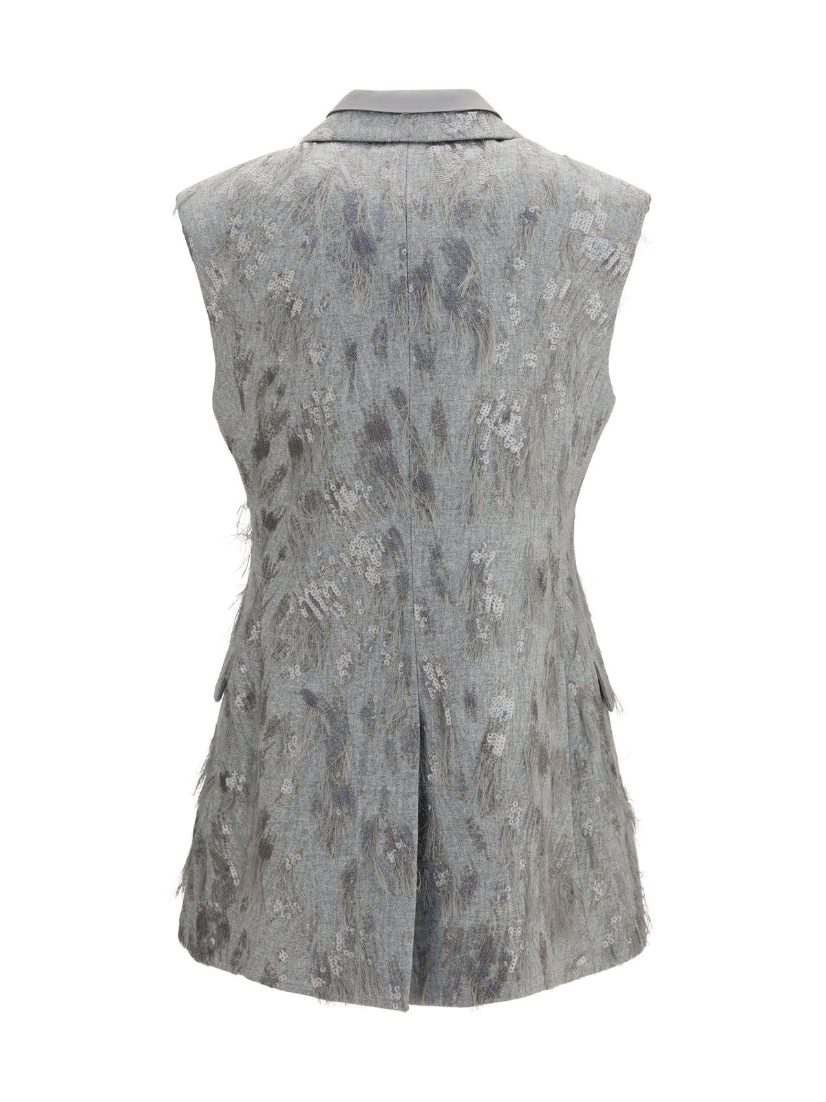 Brunello Cucinelli Women Gilet In Virgin Wool And Cashmere Twill Flannel With Dazzling Lynx Embroidery BRUNELLO CUCINELLI