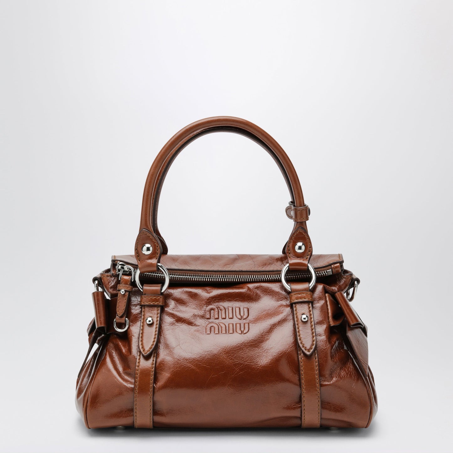 Miu Miu Medium Top-Handle Bag In Glossy Palisander Leather Women MIU MIU