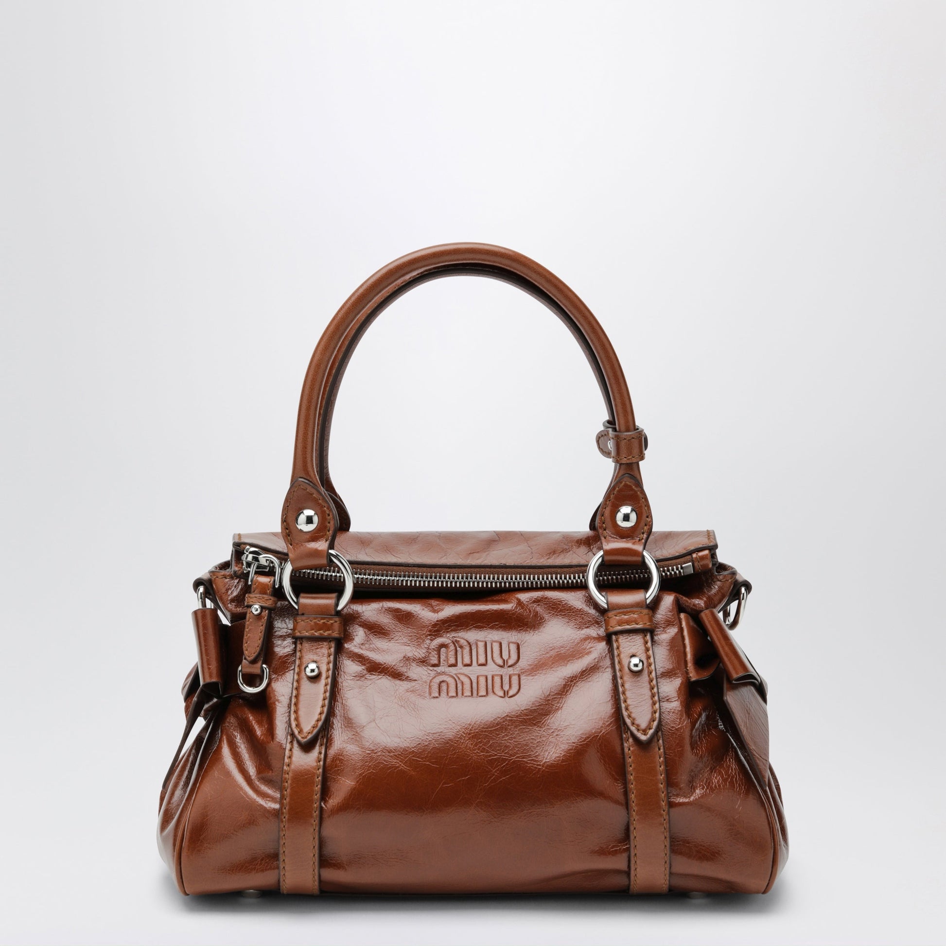 Miu Miu Medium Top-Handle Bag In Glossy Palisander Leather Women MIU MIU