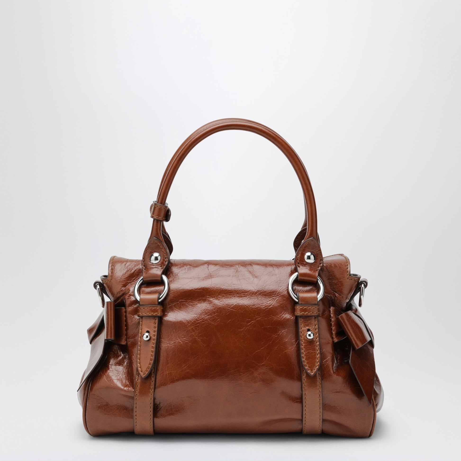 Miu Miu Medium Top-Handle Bag In Glossy Palisander Leather Women MIU MIU