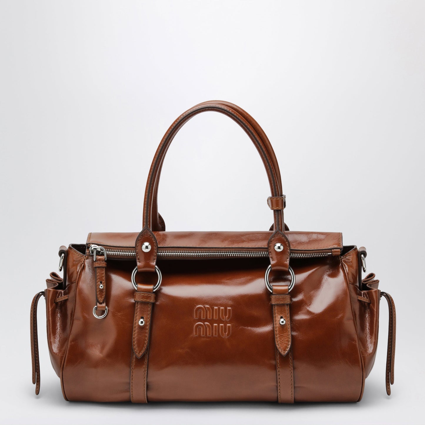 Miu Miu Large Top-Handle Bag In Glossy Palisander Leather Women MIU MIU