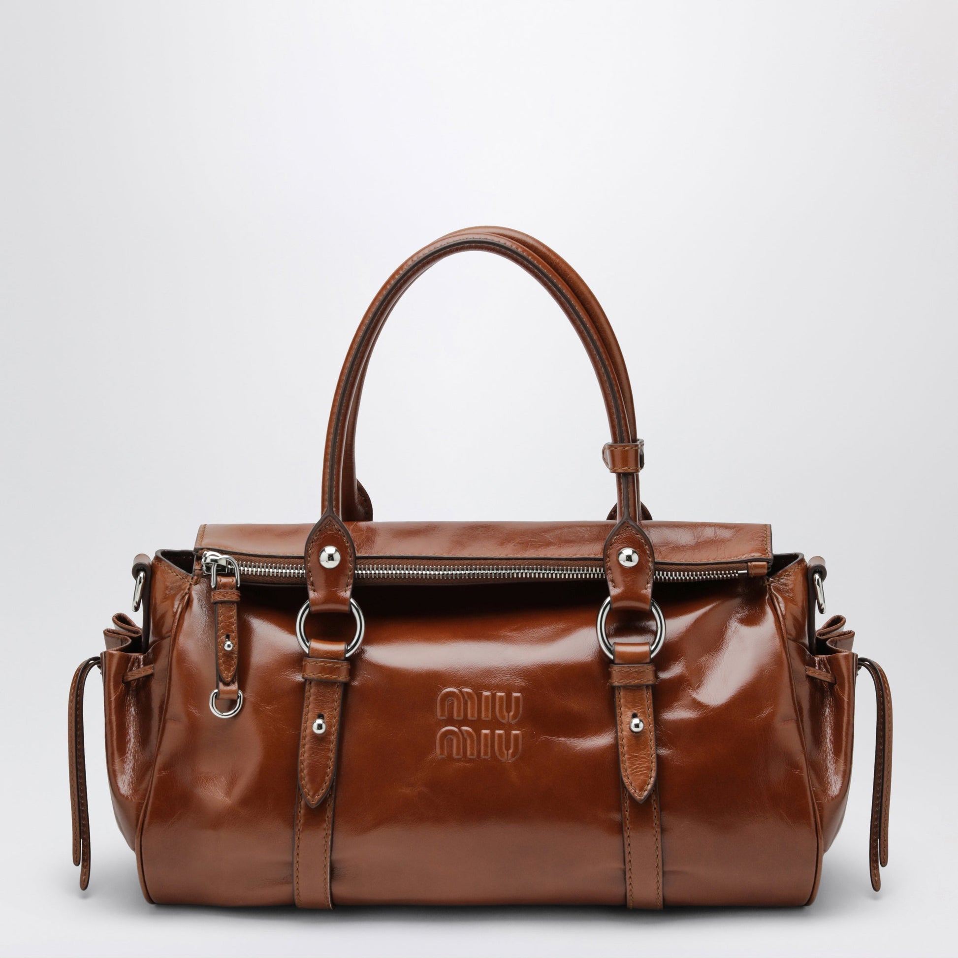 Miu Miu Large Top-Handle Bag In Glossy Palisander Leather Women MIU MIU