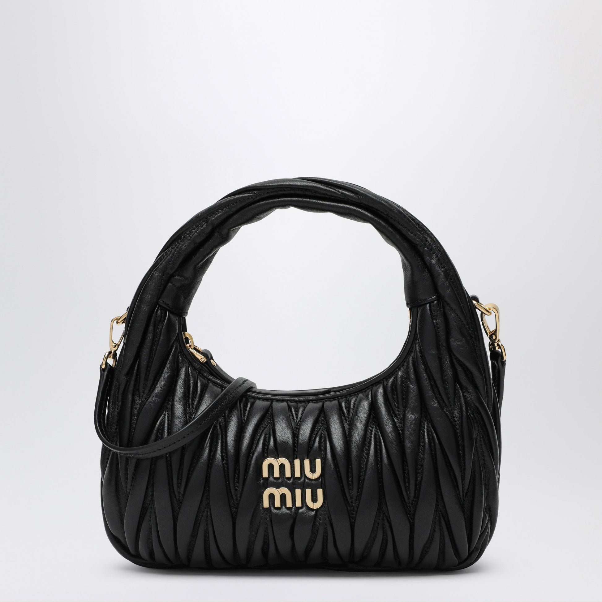 Miu Miu Small Miu Wander Black Matelasse Bag Women MIU MIU